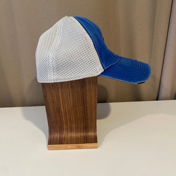 Vintage 1980s Chicago Cubs Hat Blue Mesh Trucker Cap Distressed Look - Picture 3 of 7